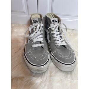 VANS Unisex Gray High Top Skateboard Shoes, Size: M7/W8.5